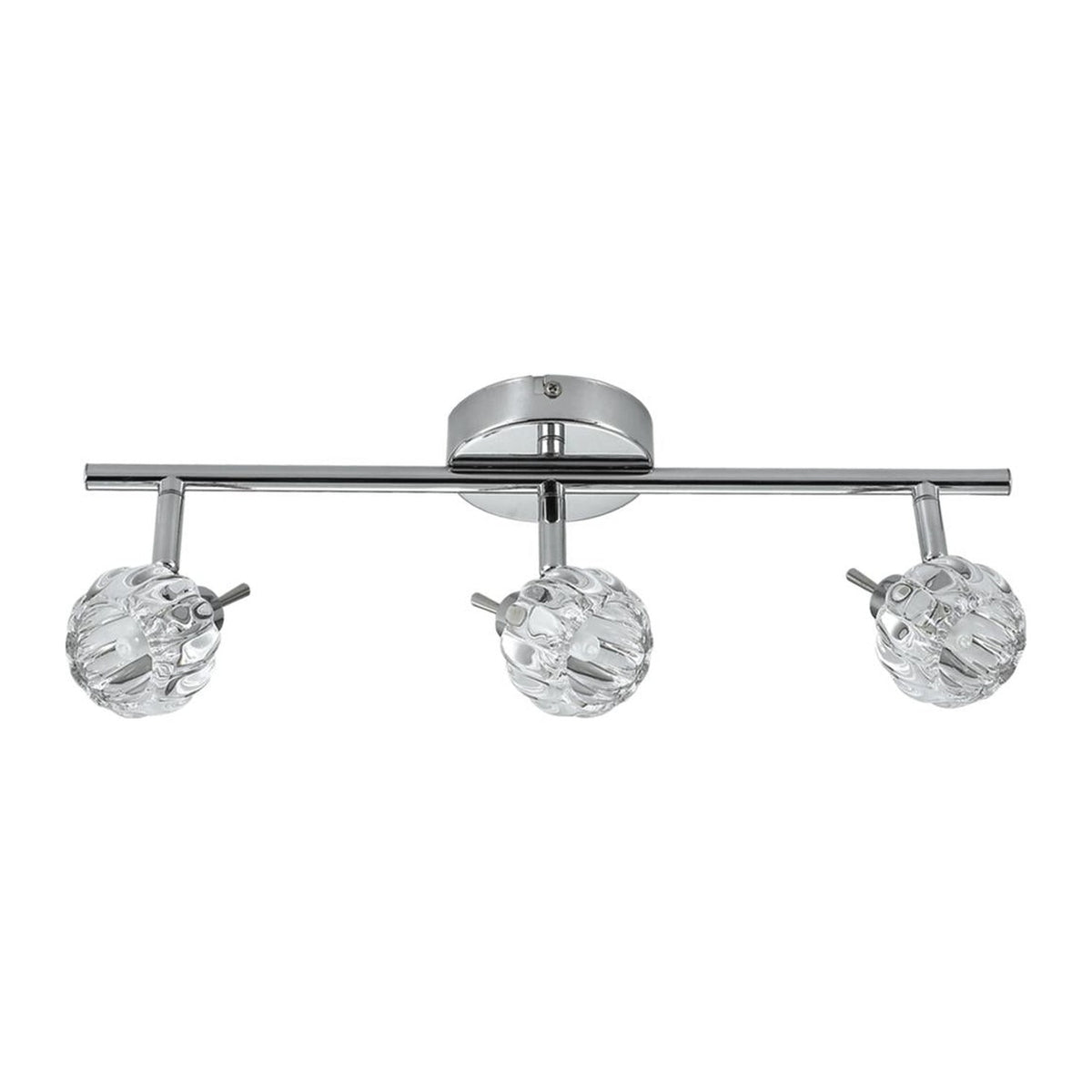 Plafonnier Bombola 3 lumières chromé, cristal, L 47,5 cm