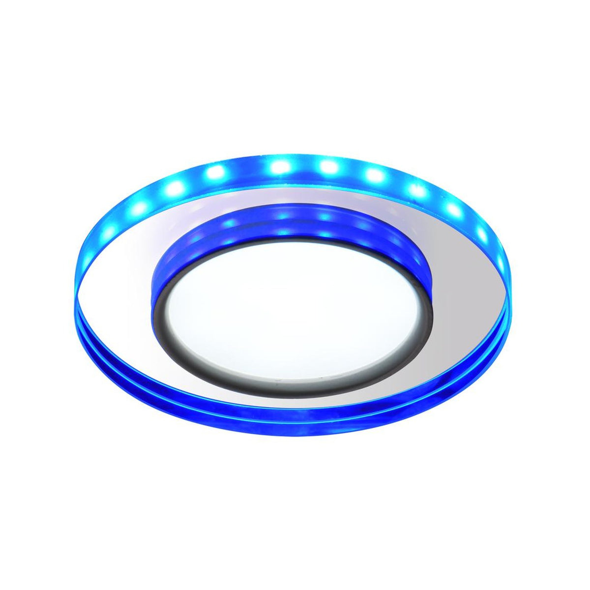 Spot encastrable LED SSP-23 à anneau LED rond bleu et transparent, verre
