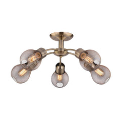 Suspension Gliva 5 lumières laiton vieilli