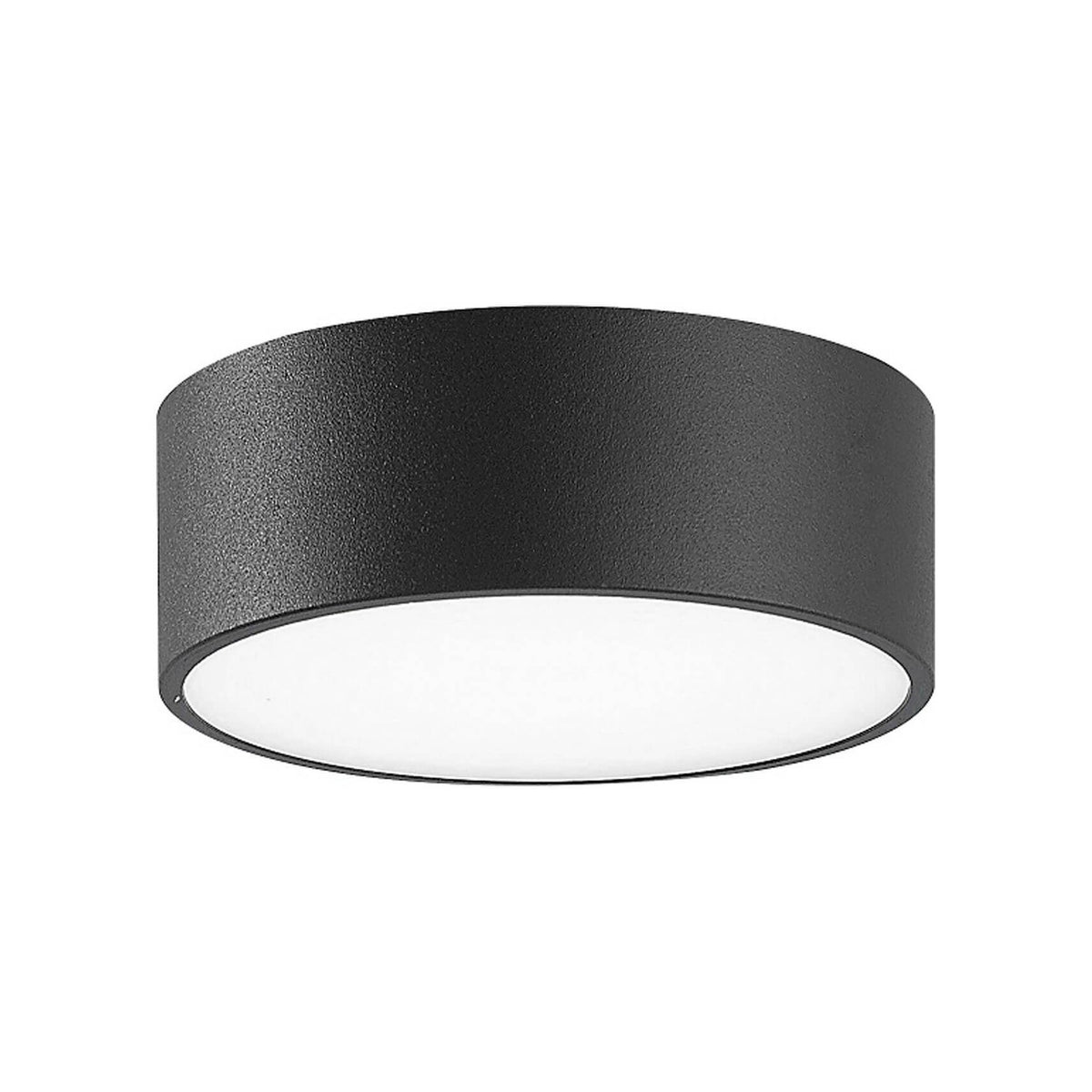 Vue de face du luminaire cylindrique noir anthracite avec diffuseur blanc