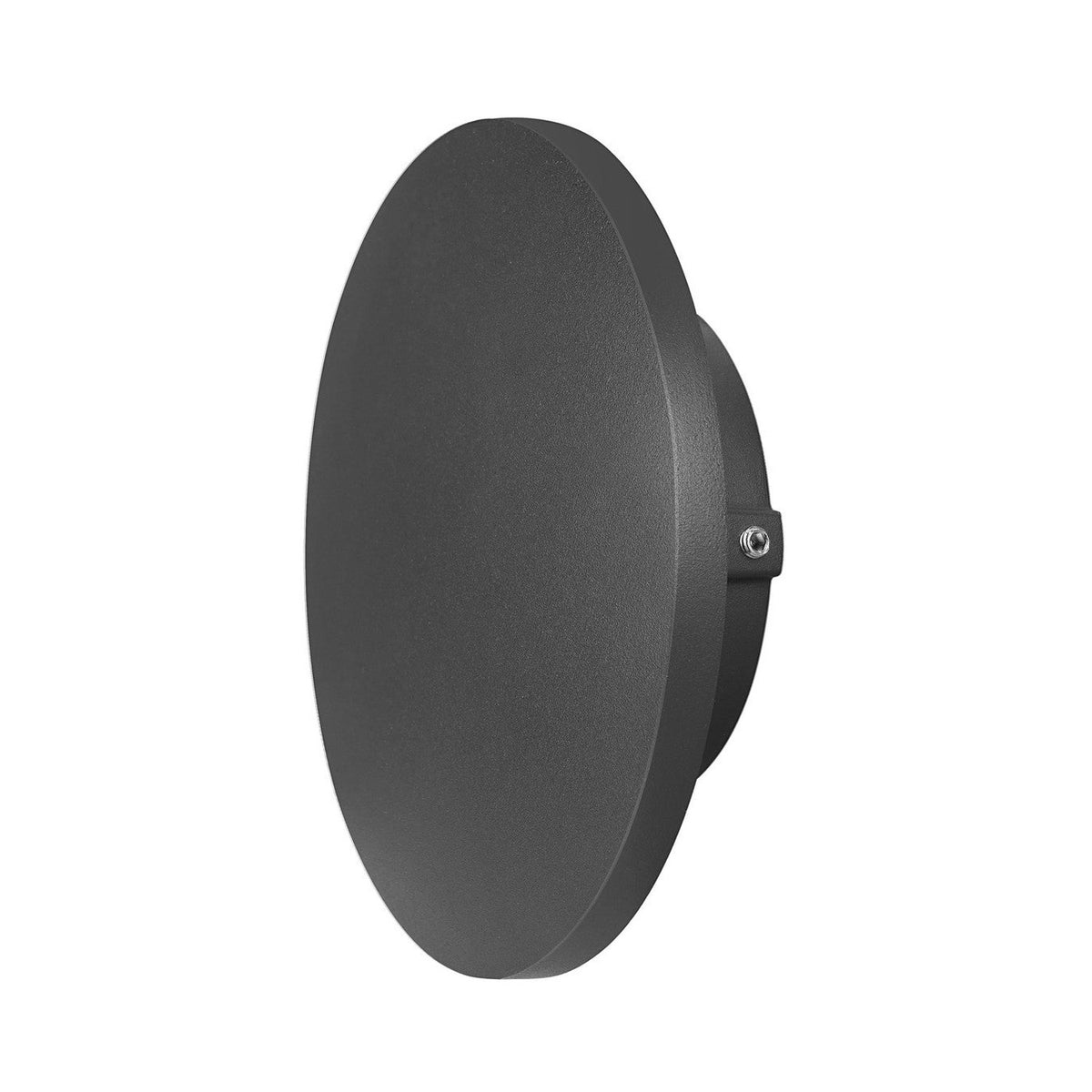 Applique murale ronde noire anthracite présentée de trois quarts sur fond blanc
