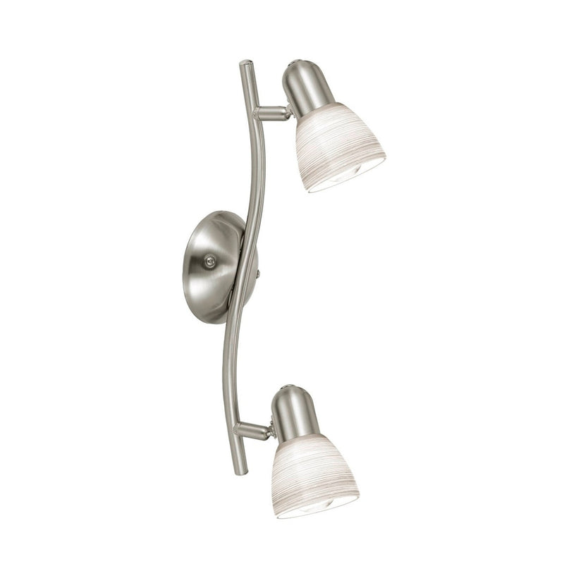 Plafonnier Dakar 1 2 lumières nickel satiné, verre