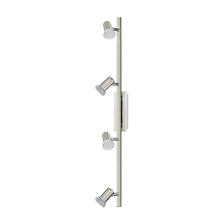 Vue de face sur fond blanc du rail vertical et ses quatre spots orientables