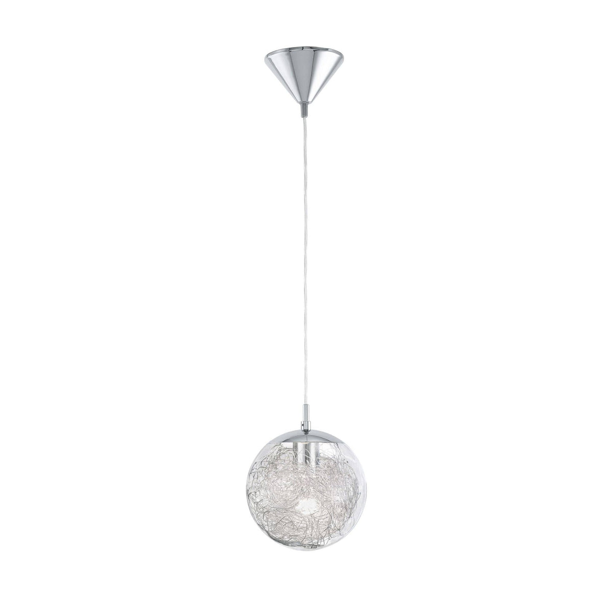 Suspension Luberio chromée et transparente, verre