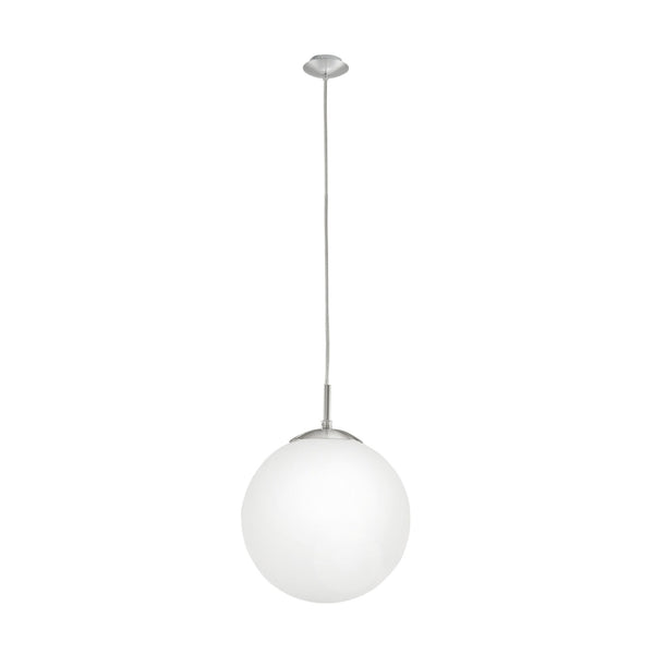 Suspension Rondo nickel et blanche mat, verre (85262)