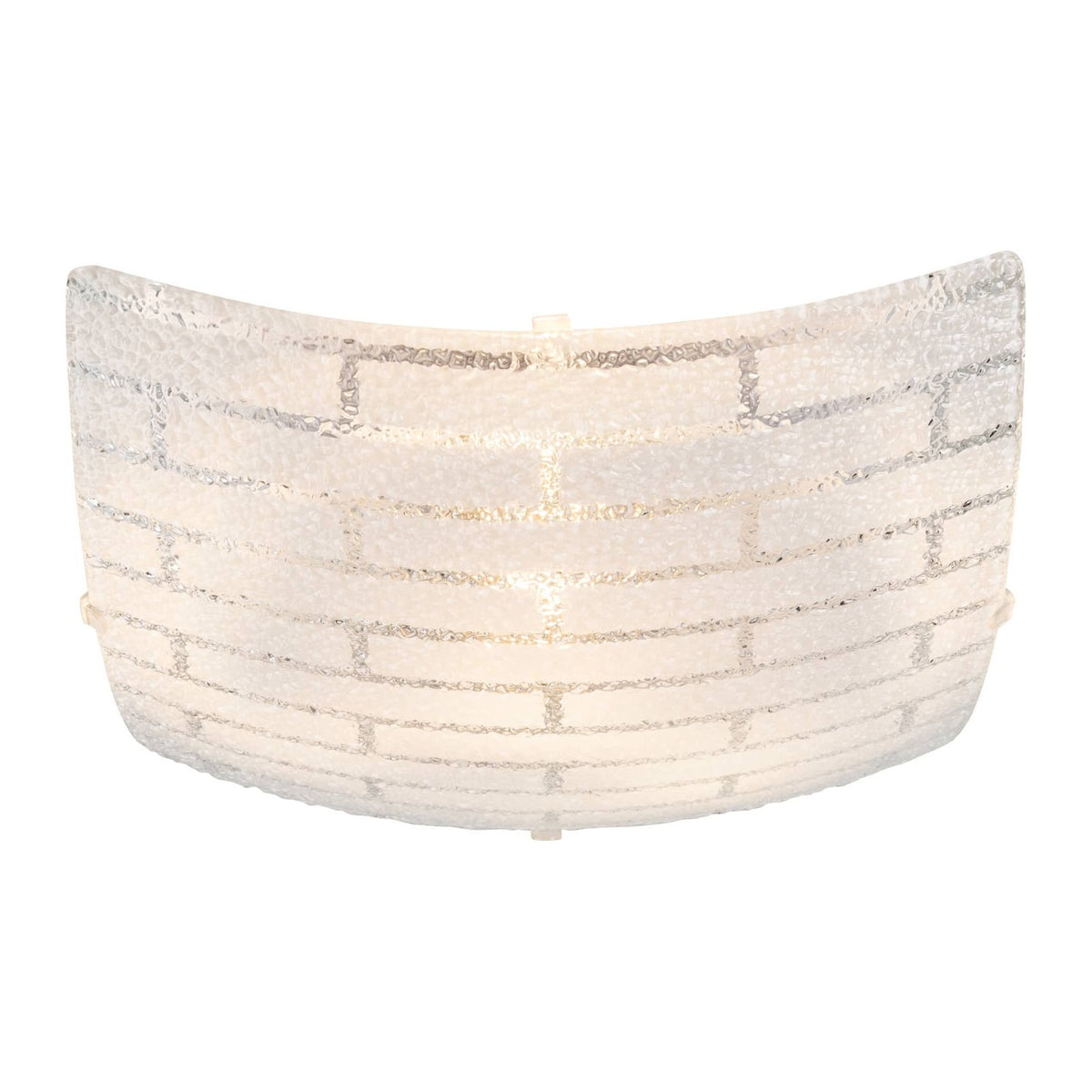Plafonnier blanc de face, diffuseur en verre givré en demi-lune