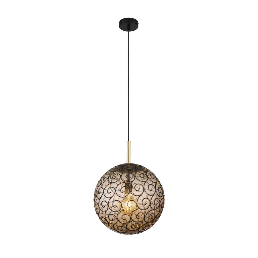Suspension entière vue de face avec câble noir et rosace de plafond