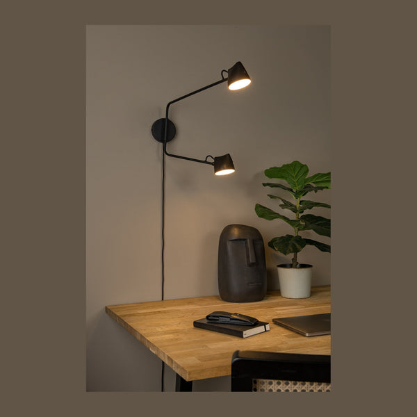 Applique murale Milne noire, H 54 cm