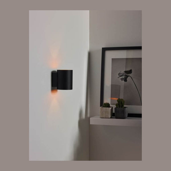 Applique murale Xera noire et dorée mat, H 10 cm
