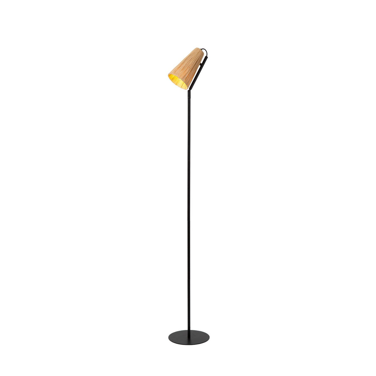 Lampadaire Bensen noir, rotin