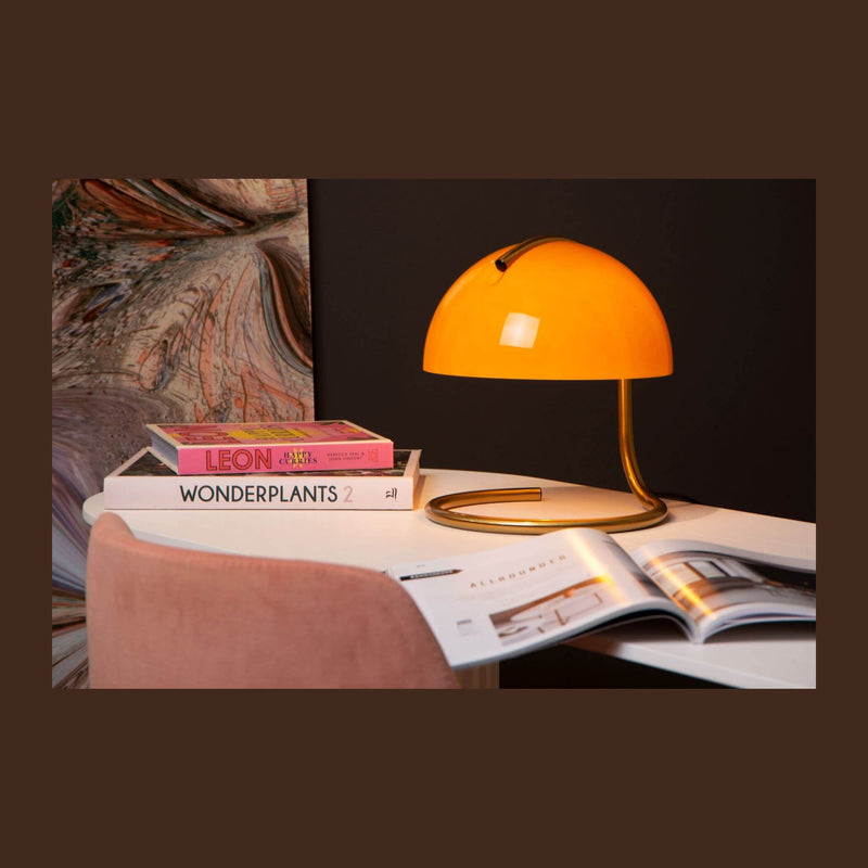Lampe à poser Cato orange et dorée mat, verre