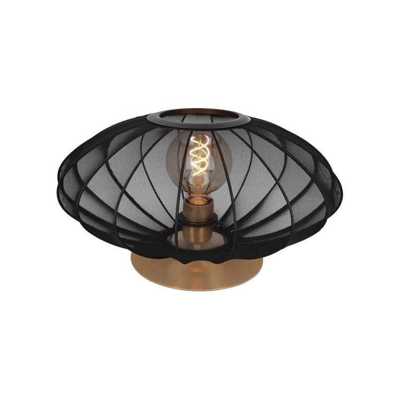 Lampe à poser Corina noire et dorée mat, tissu