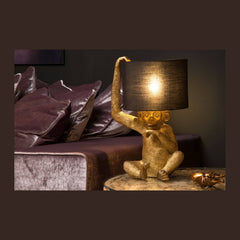 Lampe à poser Extravaganza Chimp noire et dorée, coton