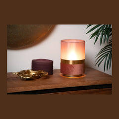 Lampe à poser Extravaganza Tusse rose et dorée mat, lin