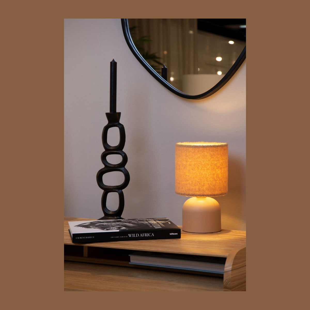 Lampe à poser Woolly jaune et noire, coton