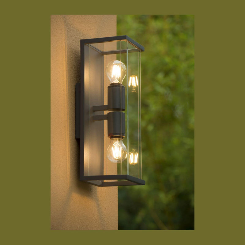 Applique extérieure Claire 2 lumières anthracite, verre