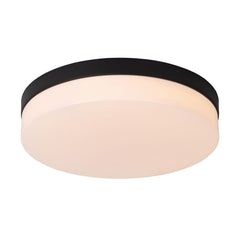 Plafonnier Biskit noir et opale, Ø 34,5 cm