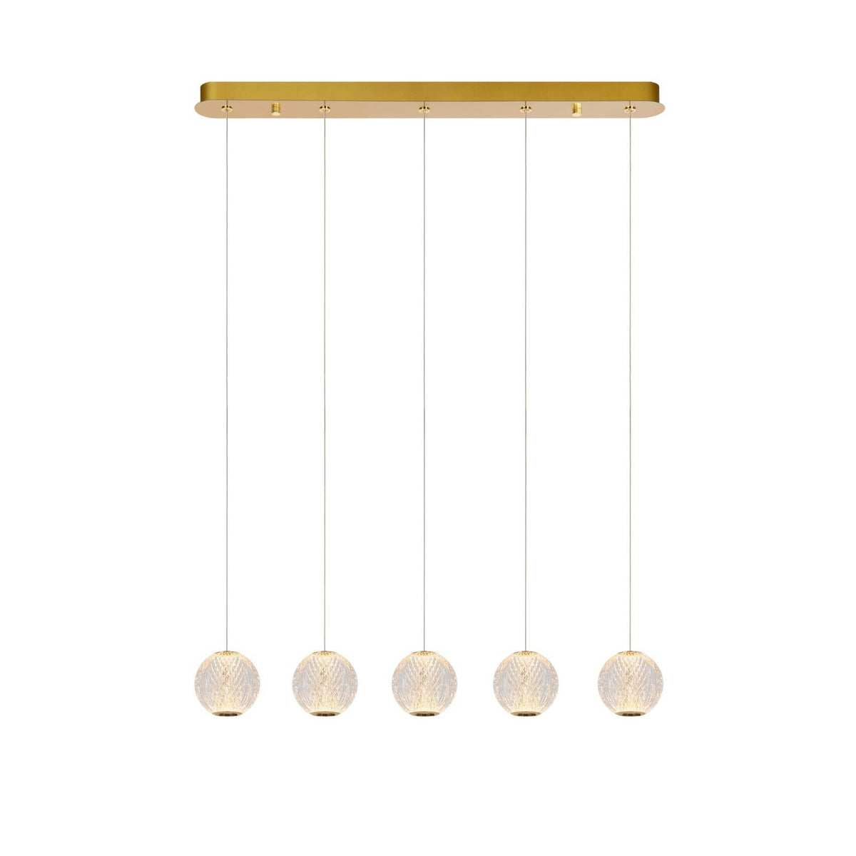 Suspension Cintra transparente et dorée mat, L 84 cm