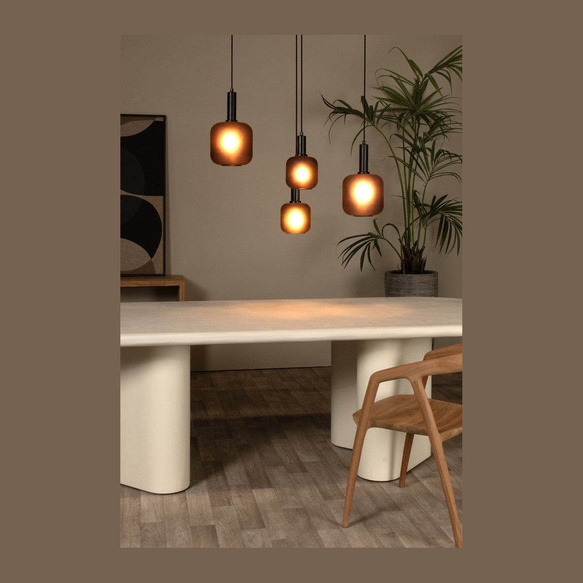 Suspension Eloise 4 lumières noire, verre