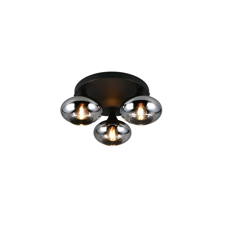 Plafonnier Divina 3 lumières fumé, verre