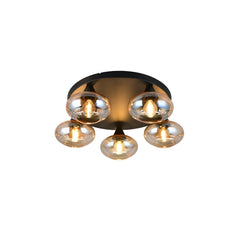Plafonnier Divina 5 lumières ambré, verre