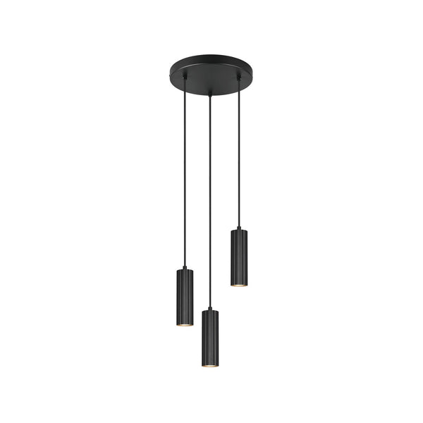 Suspension Soka 3 lumières noire mat