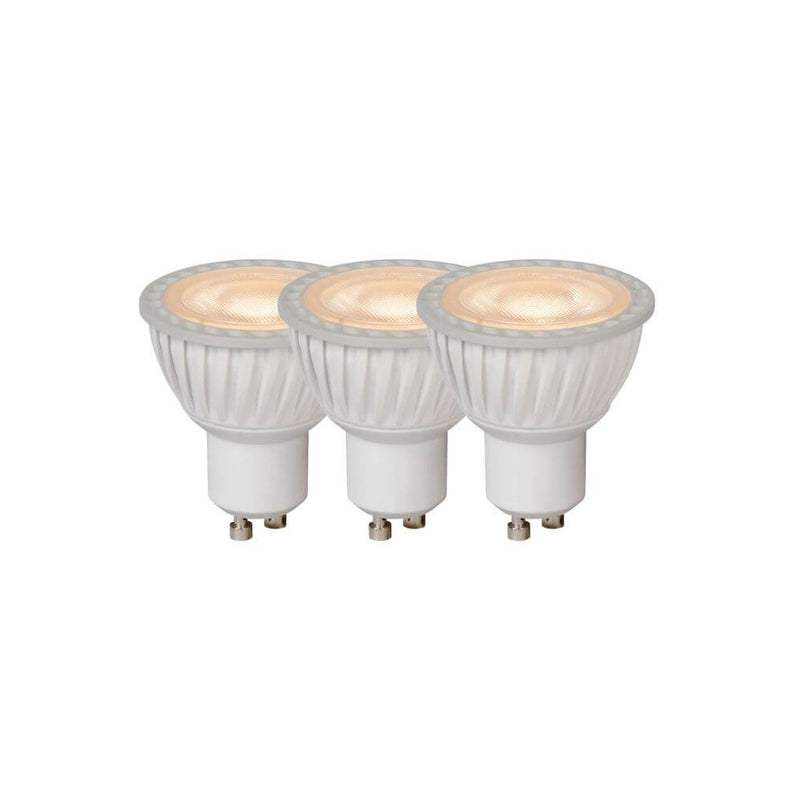 Lot de 3 ampoules LED GU10 blanche et transparente, 5 W | Lucide