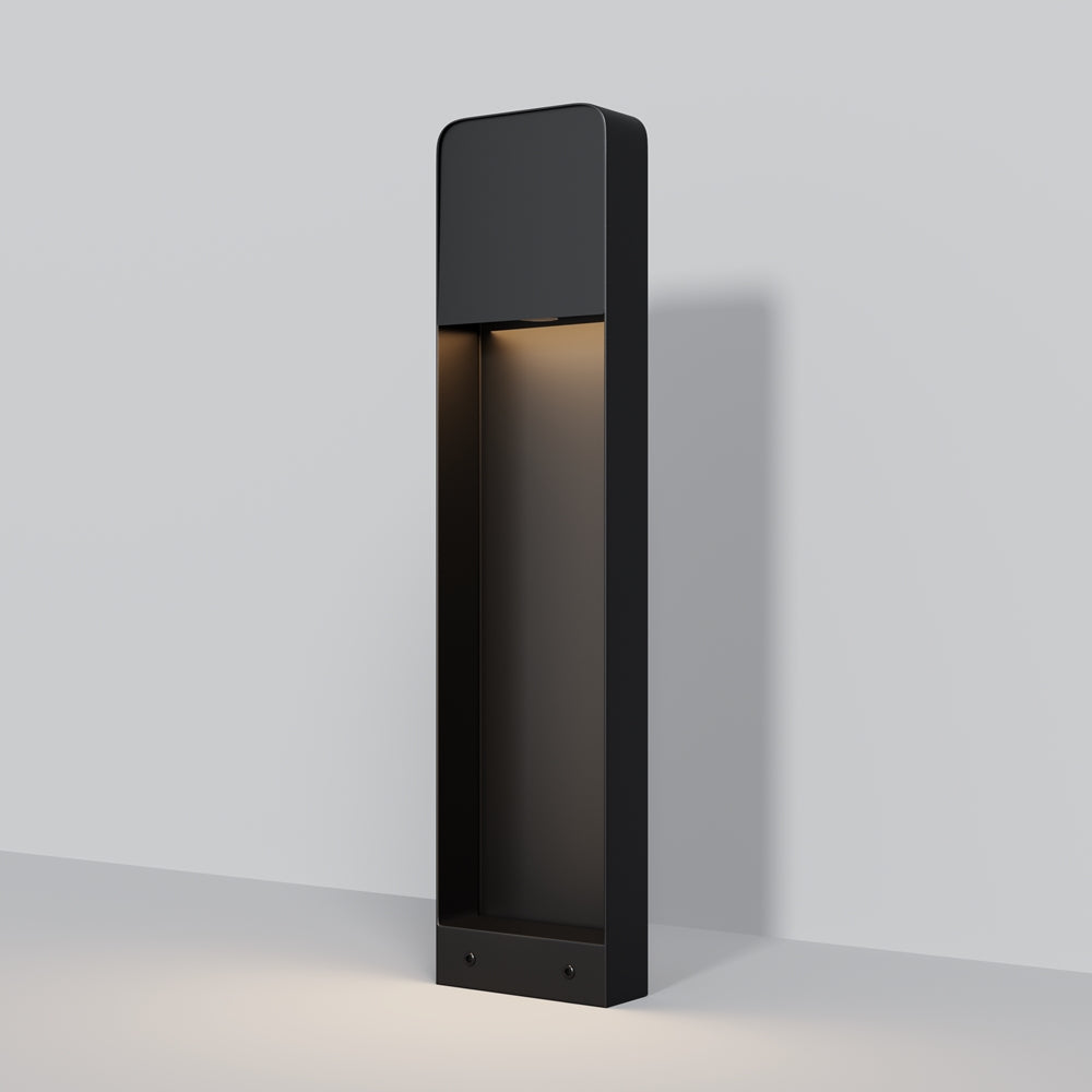 Version entièrement noire du luminaire droit, face avant mate sans panneau de bois