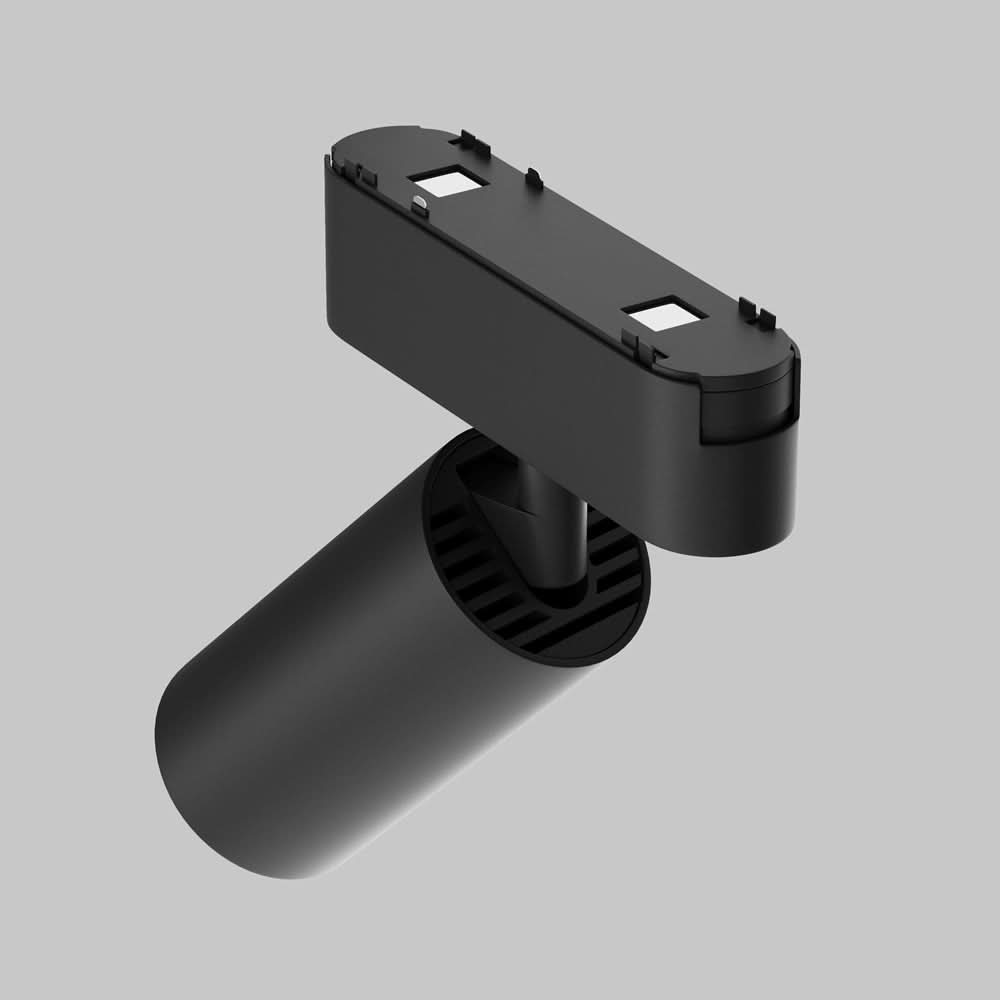 Détail de la platine noire et de son adaptateur pour rail.