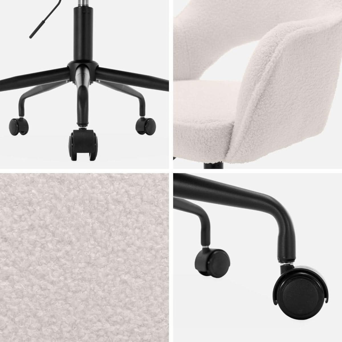 Chaise Bureau Bouclette Blanche | Éclat - Designix Chaise de Bureau