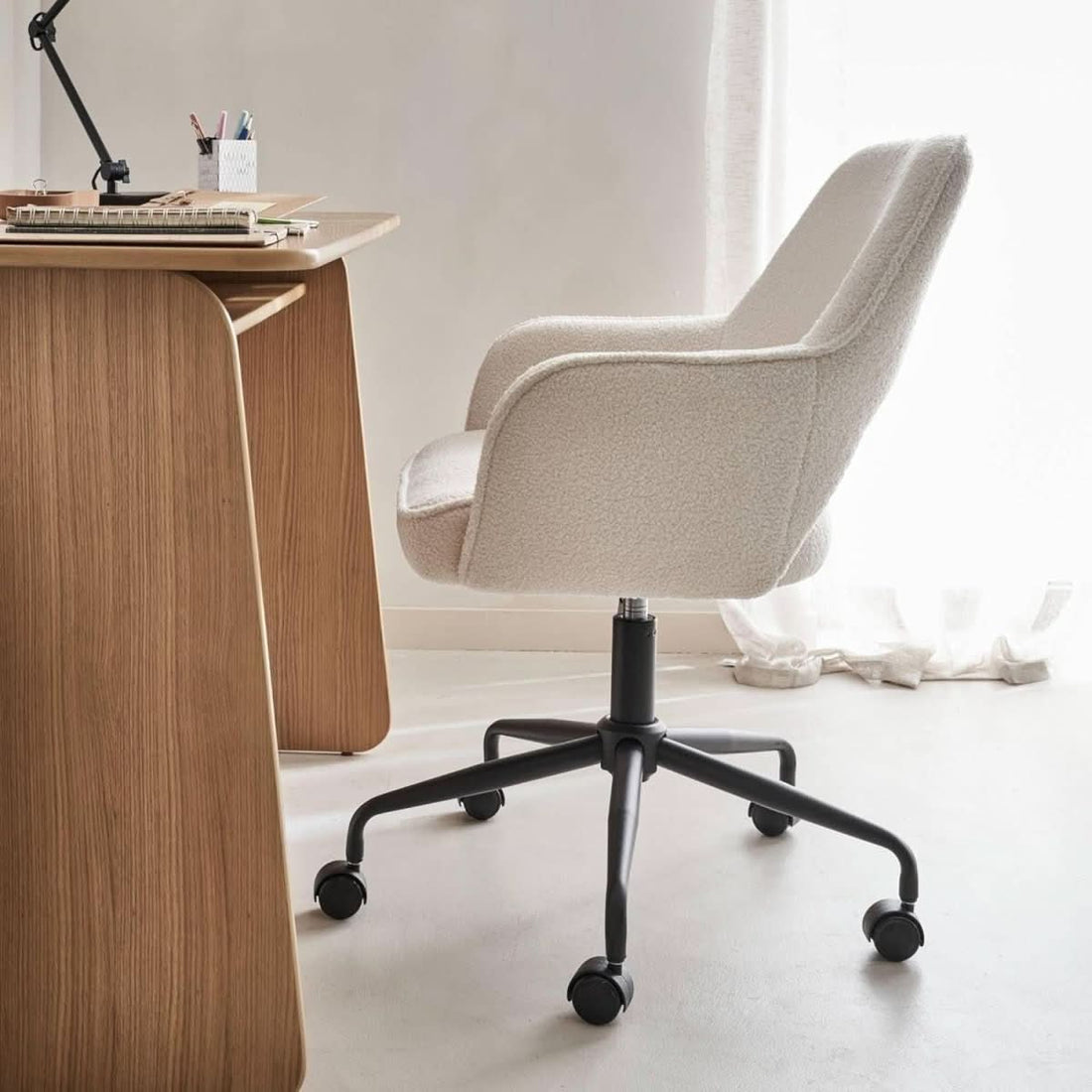 Weißer Bouclé-Bürostuhl | Éclat