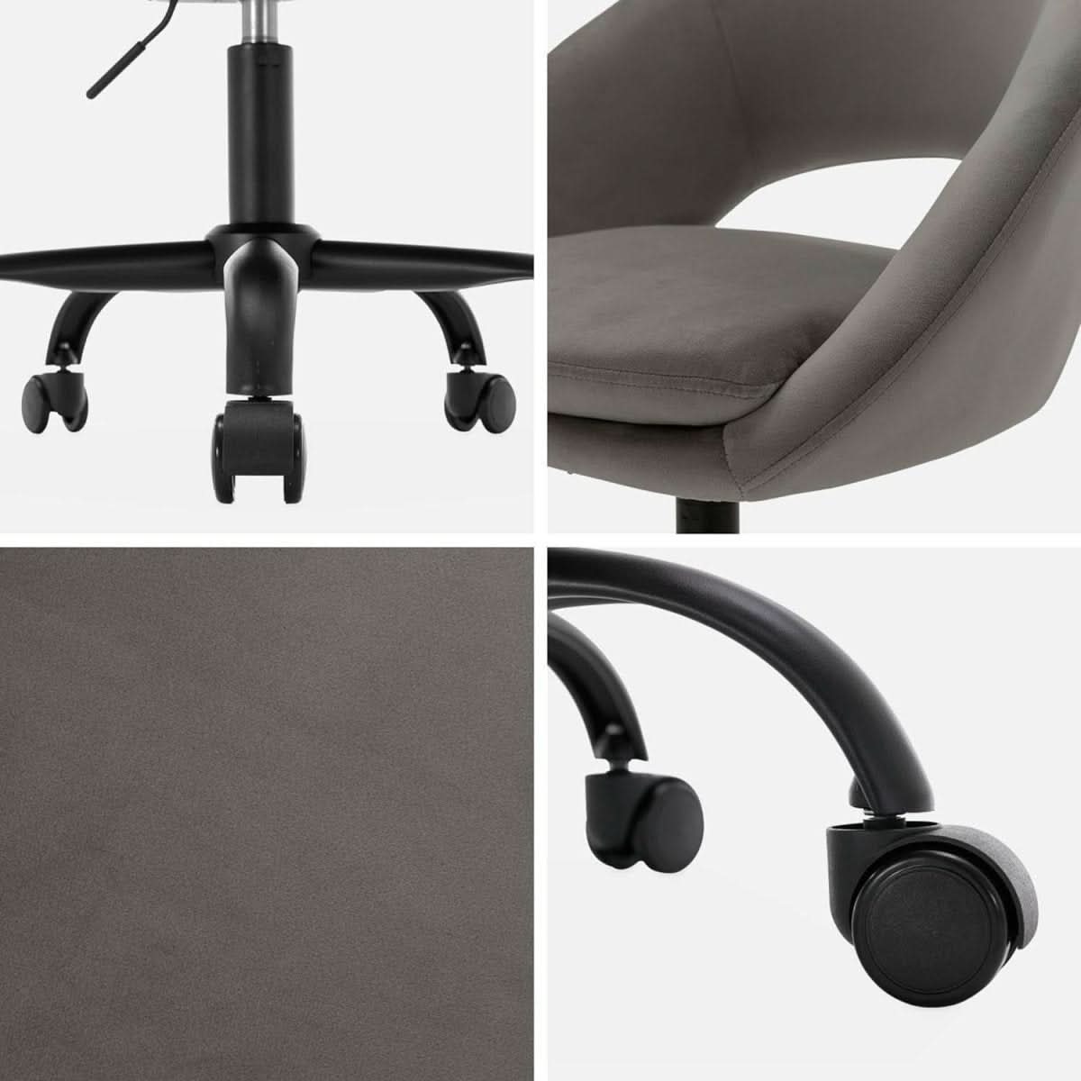 Chaise Bureau Velours Gris | Halo - Designix Chaise de Bureau