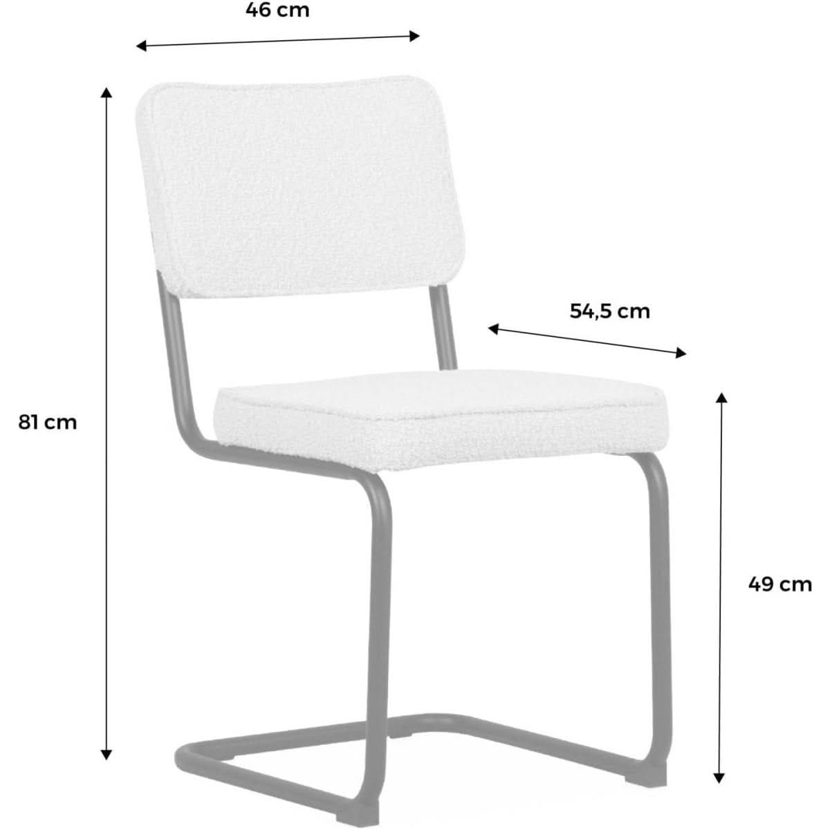 Chaise Cantilever Bouclette Blanche | Zeste - Designix Chaise de Bureau