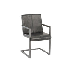 Design-Stuhl Leder Metall Grau | Pare