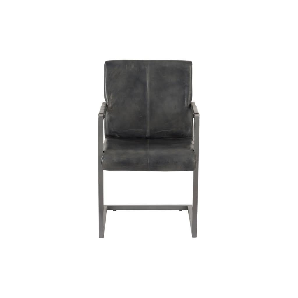 Design-Stuhl Leder Metall Grau | Pare