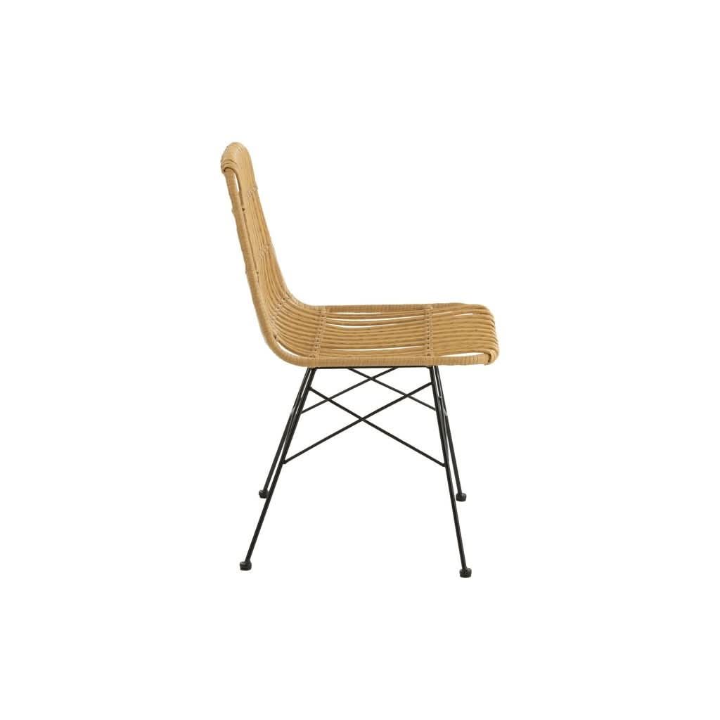 Außenstuhl Metall Rattan Schwarz | Qira