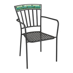 Grüner Mosaikstuhl aus Glas und Metall | Cale