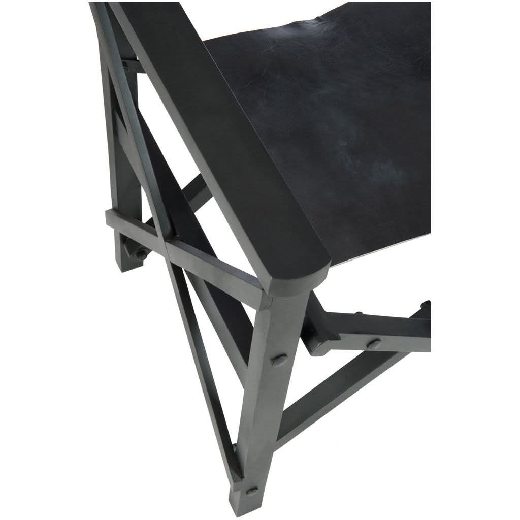 Klappstuhl Holz schwarzes Leder | Gira