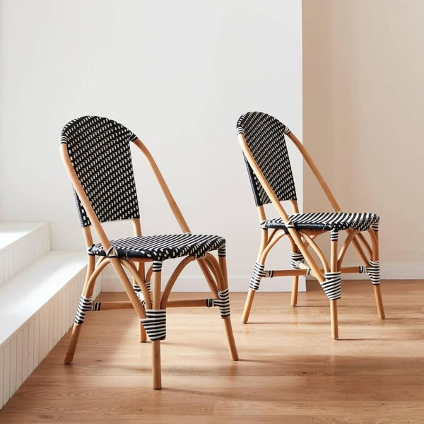 Stapelbare Bistro-Stühle aus Rattan | Perlmutt