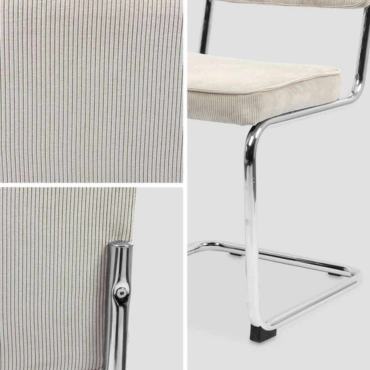 Chaises Cantilever Velours Crème | Soleil - Designix Chaises