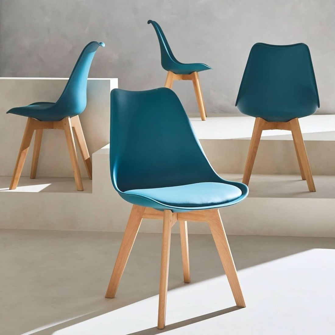 Skandinavische Stühle Holz Blau | Indigo