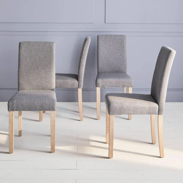 Stühle Stoff Holz Grau | Perlweiß