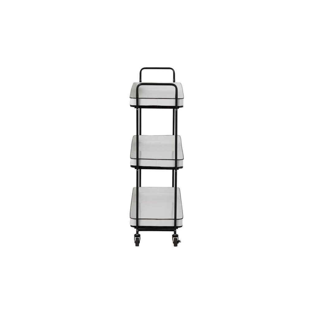 Chariot Métal 3 Étagères Blanc Noir - Designix