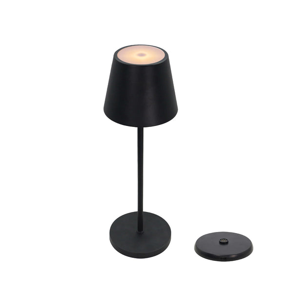 Lampe à poser sans fil noire, H 35 cm