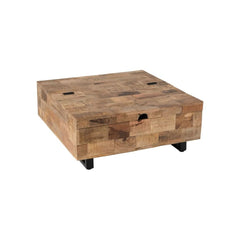 Quadratischer Couchtisch aus Holz mit Stauraum