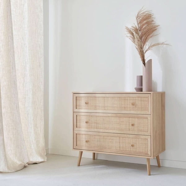 Kommode aus Holz mit Wiener Geflecht Boho | Gelassenheit