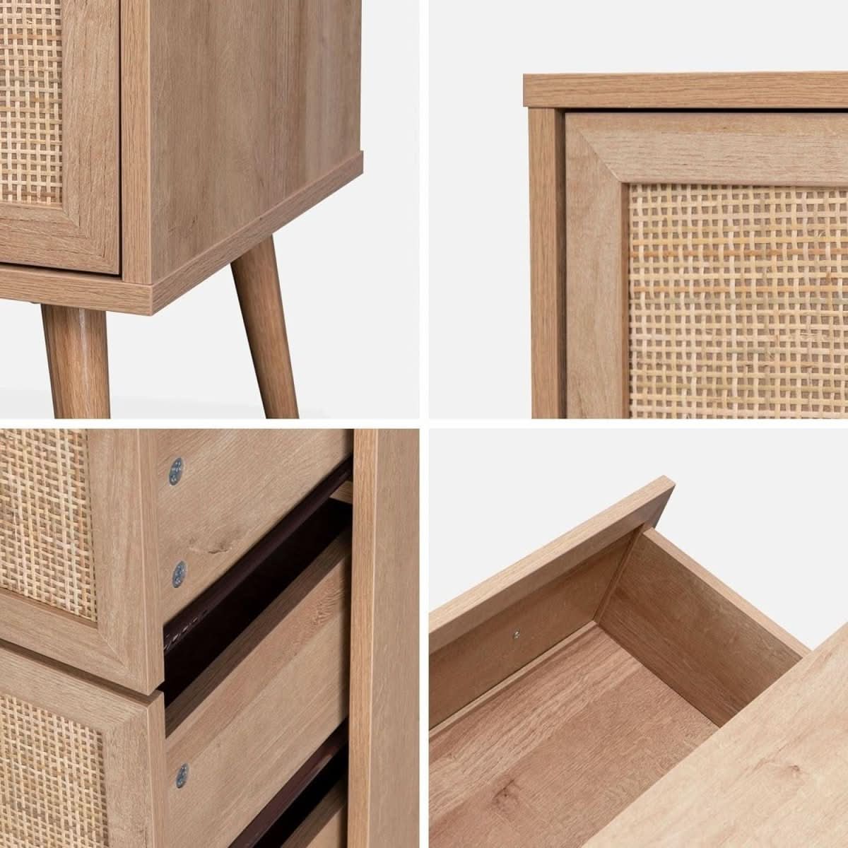 Commode Bois Cannage Bohème | Sérénité - Designix Commode