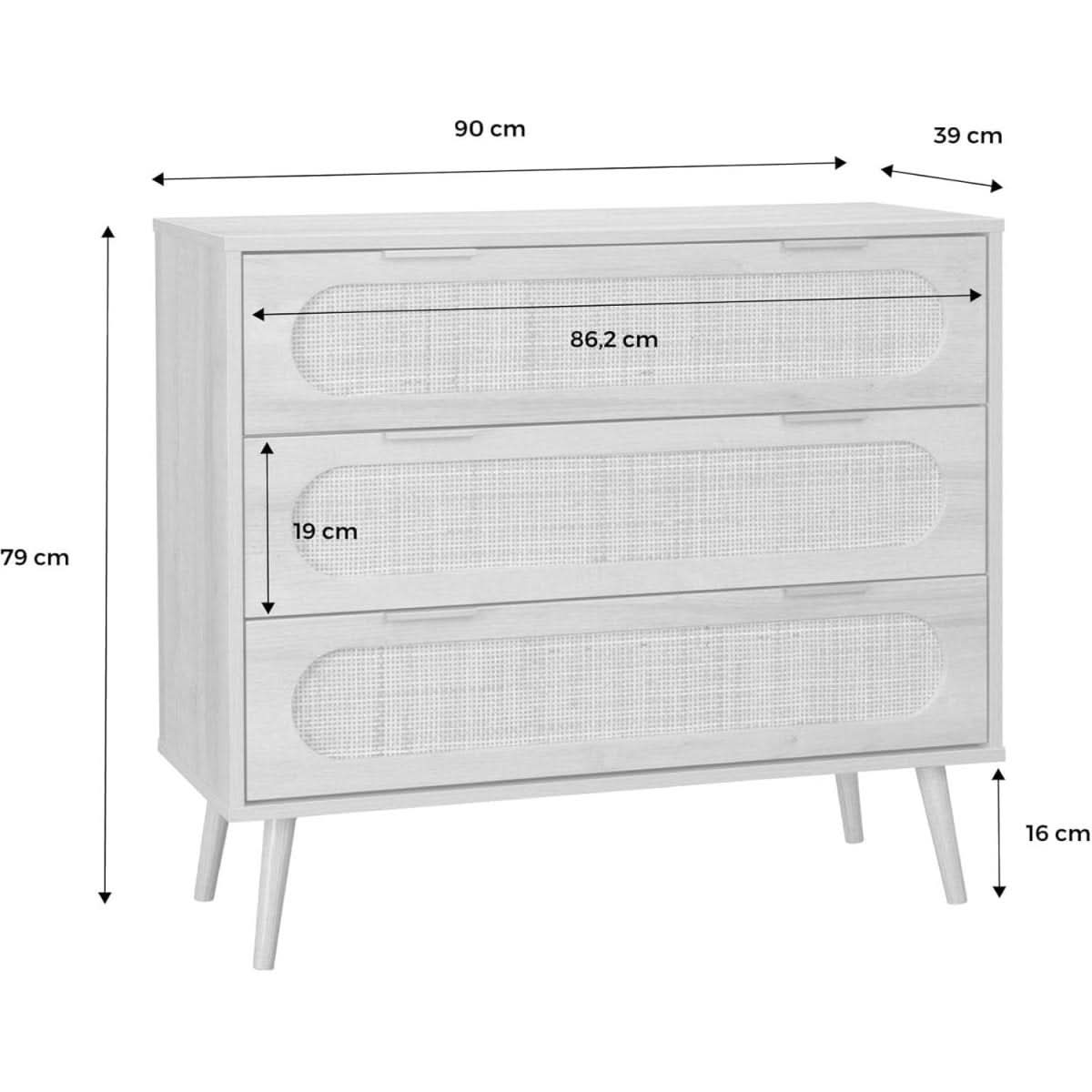 Commode Cannage Pieds Compas | Yolo - Designix Commode