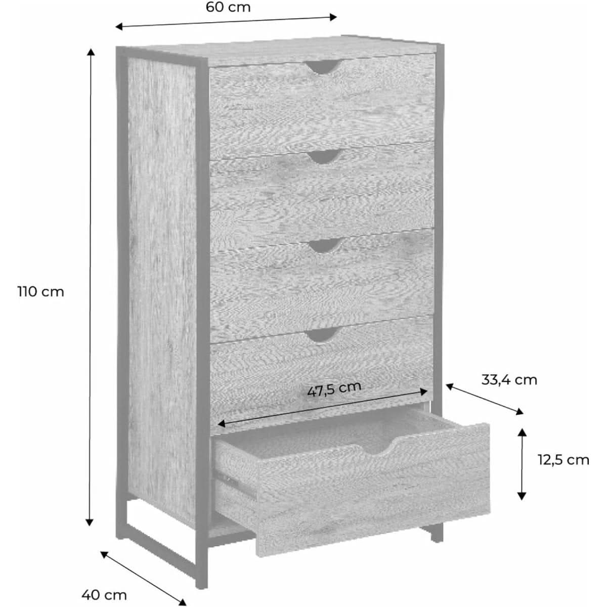 Commode Loft Bois Métal | Zéphyr - Designix Commode