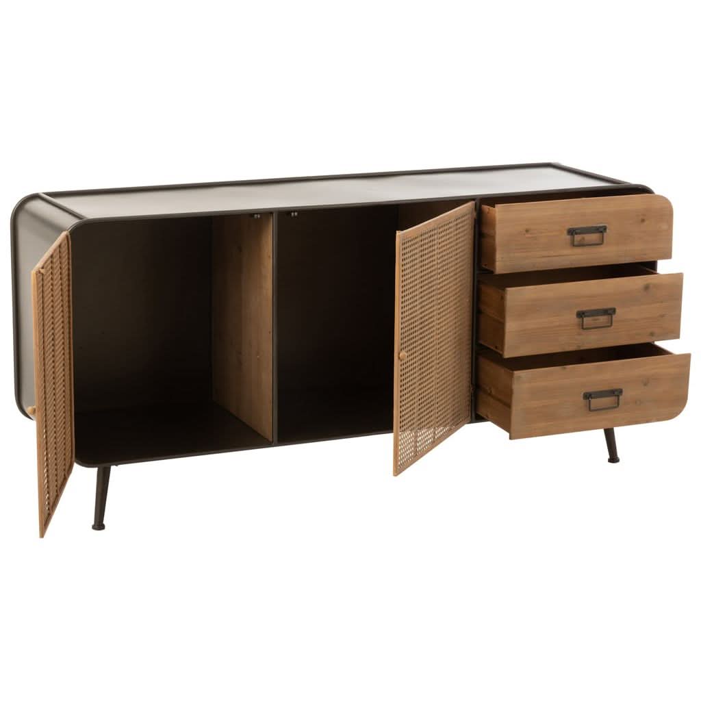 Commode Métal Bois Noir Naturel - Designix